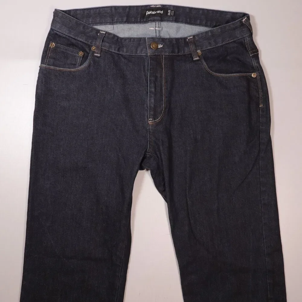 Betabrand Commuter Jeans Blue Denim Straight Leg Slim Reflective Mens 34x30